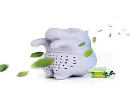 FDA Silikon Słodki Hippo w kształcie Hippo Herbatę Slajne wielokrotne użycie przenośna herbata filtr kawy Pusta torby na herbatę dyfuzor liści 20pcs4425344