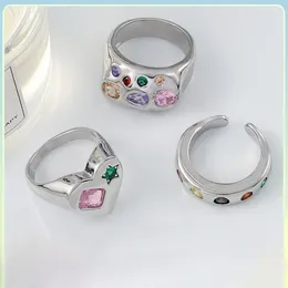 Pierścienie klastra kolorowy kryształowy nieregularny pierścień dla kobiet ins fajny trend urok prosty otwarcie moda moda estetyka y2k biżuteria