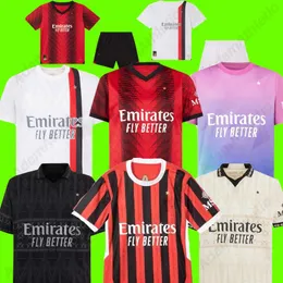 AC Milano Jersey 2024 Milans 125º aniversário Camisas de futebol 24 25 Rafa Lea LEOO Giroud Pulisic Theo Ibrahimovic Kak Soccer Jerseys Kids Player versão 24/25