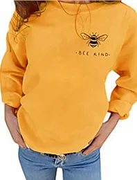 Kvinnors hoodies Autumn Winter Sweaters Black Loose Plus Size Bee Kind