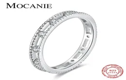 Cluster Rings Mocanie Top Quality 925 Sterling Silver Sparkling CZ Hollow Geometric Double For Women Wedding Stackable Ring Jewelr6983973