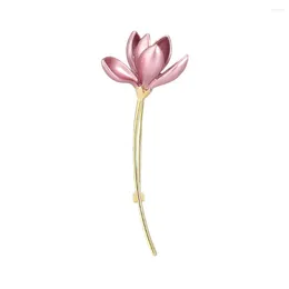 Spille squisite spille da fiore di loto rosa per donne per le donne etichette per latichetta per latichetta per perno per perno