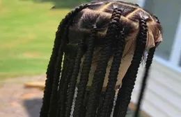 Långt rakt för svarta kvinnor jungfru spets främre mänskliga hår flätade wig9759591