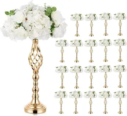 10 pezzi Metal Flower Dispagning Stand Centrotavola da fiore da sposa in piedi da 20 pollici Elegante vaso di fiori in metallo Gold Candelabra 240422