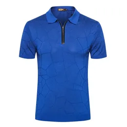 Men Polos Summer Silk Alligator Zipper Zilli Kort ärm T-shirt svart himmelblå