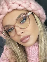 Retro Cat Eye Glasses Рамочные женщины бренд винтажный тренд антиблемный свет прозрачный миопия очки 240423