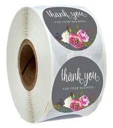 500pcsroll floral agradecimento adesivos Obrigado pelo seu negócio com selo de papel com revestimento de papel adesivos de rótulo artesanal envelope convitat9766741