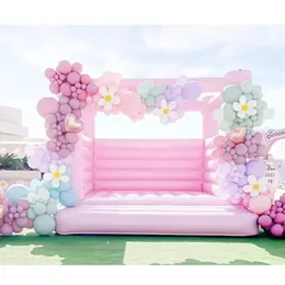 Ticari Paket Pembe Şişme Bulaşma Evi Combo 4.5mlx4.5mwx3mh (15x15x10ft) Beyaz Bouncy Castle Yetişkinler Çocuk Jumpers Dış Mekan Partisi İçin Düğün Feda