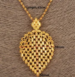 Necklace Dubai Women Etiopian Plume Ciondolo a ciondolo a ciondolo 14K Giallo Solido oro fine GF GIEGHI AFRICA AFRICA AFRICA AFRICA