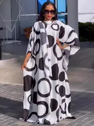 Lässige Kleider 2024 Sommerchiffon für Frauen afrikanische traditionelle Dashiki -Print lous Boubou Dubai Muslim Hijab Abayas Party Kleid Roben