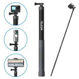 TELESIN 1.2M Carbon Fiber Selfie Stick Monopod Extendable With 1/4 Screw For GoPro Insta360 Osmo Action DJI Action Camera 240422
