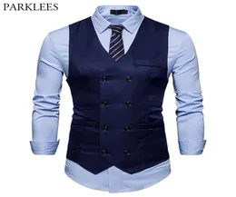 Brand Mens Doppio Stubito Sfuggine Mascifica Slimt Slip Witheless Men Business Wedding Otiness Business Costume Gilet Homme 2011236774344