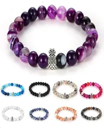 Howlite Stone and Volcanic Rock Lava Stone Beads Pineapple Bracelet Set for Women Men Strinet Jewelry Gift Bohemia Bracelet14333192