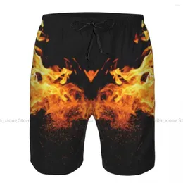 Men's Shorts Beach Short Swim Abstract Burning Fire Surfing Sport Board Swimwear