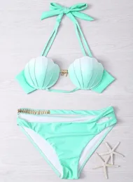 Summer Mermaid Bikini Western Style Women Bikini Gradient Ramp Kolor Seksowne skorupa kąpielowa niska talia Kąpiel Suit6947412