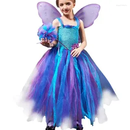 Vestidos de roupas vestidos de concurso para meninas fada princesa fantasia infantil cosplay party garotinha de malha de malha sem mangas bola