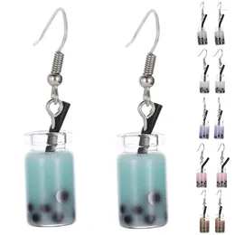 Brincos de argola Funny Lemon Pearl Milk Taiwan Boba Bubble Dangle for Women