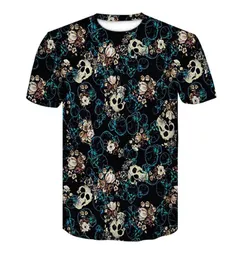 Men039s Tshirt 3D Short -shortsleeeved Print Funny Many Skull Flowers Round Peshirt Tshirt 2018 Summer Quickdry Men039s Tops casuais 7405748