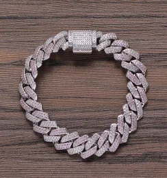 13 mm mężczyzn Cyrcon Curb Cuban Link Grube Materiał miedziany Złota Kolor Bransoletka Pink Diamond Bracelets7329999