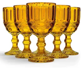 Bernsteingläser Goblets Getränke Set Wassergläser farbiger Weingläser Trinkgläser Vintage Glass Ware ideal für Party