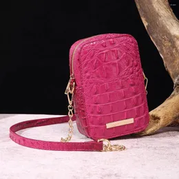 Bag Crocodile in rilievo femminile borse da donna Elegante telefono cellulare della catena di metallo crossbody