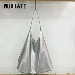 DrawString Wuxiate 스타일리시하고 여성용 간단한 대형 토트 백 2024 올인원 통근 어깨