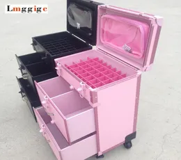 Aluminum framePVC Dresser Cosmetic CaseMakeup tool Suitcase Box Rolling Makeup Trolley Luggage Bag8176294