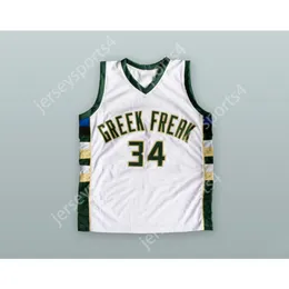 Anpassad Giannis Antetokounmpo 34 Grekisk freak baskettröja med toppstitched S-6XL