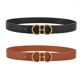 Belts 2024 Women's Belt With Smooth Buckle Cowhide Fashionable Simple And Atmospheric Design Dress Accessories