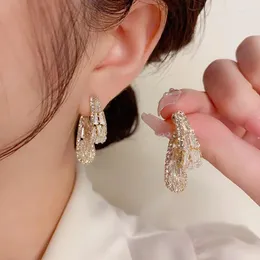 Orecchini penzolanti gioielli di moda coreana 14k oro oro le foglie di calo di zircone di lusso in oro prima dopo aver indossato accessori per feste femminili