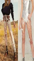 Fashion Pvc Plastic Waterproof Trousers Transparent Solid High Waist Wide Leg Pants Loose Pants LJ2011302526188