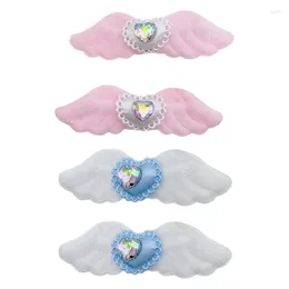 Hair Accessories 2pcs Lovely Clip For Girl Plush Wing Shape Barrettes With Rhinestones Heart Decals Braids