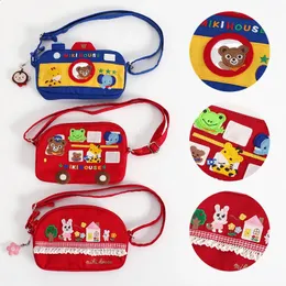 Childrens Backpacks Japanese Cartoon Cute Bunny Bear Camera Bus Embroidery Crossbody Bag Canvas Bags Backpack for Kids Mochila 240424