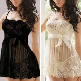 Women039s Sleepwear Women Sexy Lace Sling Lingerie Nightwear Robe Seethrough Attractive With Gstring Nightdress1628251