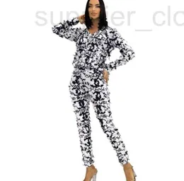 Kvinnors spårdräkter Designer Fall 2 Piece Set C Designer Jacket Overdimensionerade Diamond Pullovers Top Harem Pants Suits Hooded 114Z