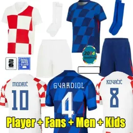 Croatia Football Trikot 2024 Euro -Pokal New Croatie National Team Soccer Trikots Shirt Männer Kinder Kit Set White Away Blue Men Uniform Modric Kovacic Pasalic Perisic