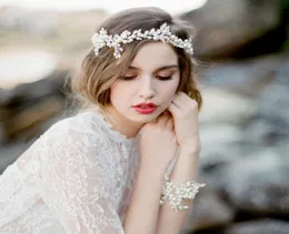 Vintage Wedding Headband Hair Accessories Wrist Band With Pearls Rhinestones Women Hair Jewelry Bridal Headpieces HP7091113106