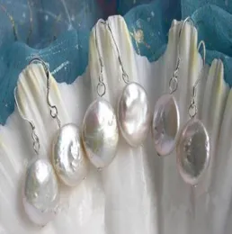 3 par de moda blanco perla moneda plata 925 pendientes de plata1030622
