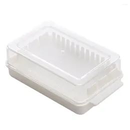Geschirrssätze klare Teller Butterschneidkasten Plastikcreme Besteck von Scheiben Kisten Kisten Aufbewahrung Haushaltshalter, das Gerichte weiß serviert