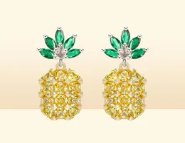 YHAMNI NEW Yellow Crystal Fruit Pineapple Earrings Bridal Large Drop Earrings Natural Crystal Jewelry For Women E44559671655