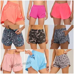 Sommarrabatt Promotion Priskvinnor Yoga Shorts Outfits With Training Fitness Wear Lu Short Pants Girls Running Elastic Pants Sportwear Pockets