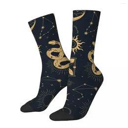 女性の靴下太陽と月のレトロストッキングユニセックス天文学魔女温かいソフトファッション冬の登山アンチスリップパターンギフト
