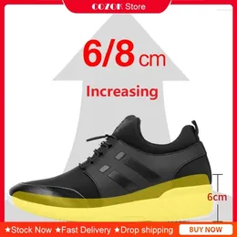 Casual Shoes Cozok Quality Men's 6cm 8cm Ökar brittiska andningsbara sommarsneakers Big Size Office Men