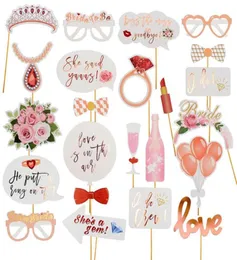 23PCSSET WEDDING POブースの小道具と結婚したばかりのPobooth Party Decorations Bridal Shower Bachelorette Accessories Bathing244v9335417