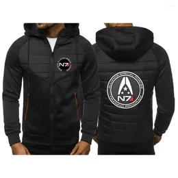 Men's Hoodies N7 Mass Effect Men Autumn And Winter Hooded Stly Three Color Cotton Padded Clothes Patchwork Fashion Printing Coats