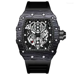 Wristwatches Silicone Barrel Shaped Luminous Calendar Small Three Needle Mineral Glass Mirror Spiral Crown Men's High-end Watch Reloj Hombre