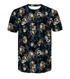 Men039S Tshirt 3D Shortsleeved Print Print العديد من زهور الجمجمة جولة الرقبة Tshirt 2018 Summer Quickdry Men039S Tops9185261