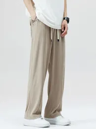 Sommer coole Joggingpants Männer Straight Casual Hosen Koreanische Mode halbweit Taille Drape Pant lose Hosen männlich 240422