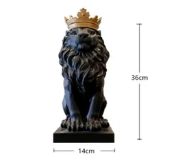 MGT Resumo Resina Lion Escultura Crown estátua Decorações de artesanato Lion King Modle Decoração Home Acessórios Presentes2447241