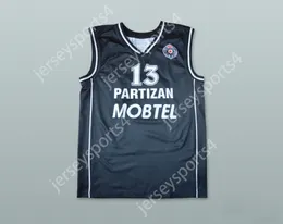 Custom Nay Mens 청소년/어린이 Milos Vujanic 13 kk Partizan Belgrade Basketball Jersey Top Stitched S-6XL